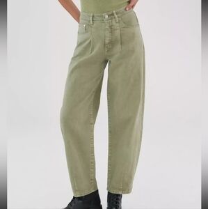 Pilcro Sage Green Barrel Straight Leg Jeans